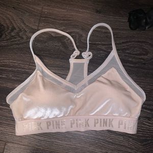 VS Pink Velvet and Mesh Sports Bra